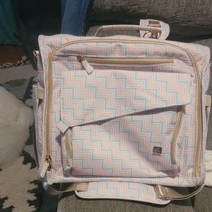 All camp outdoor diaper bag, pink white blue